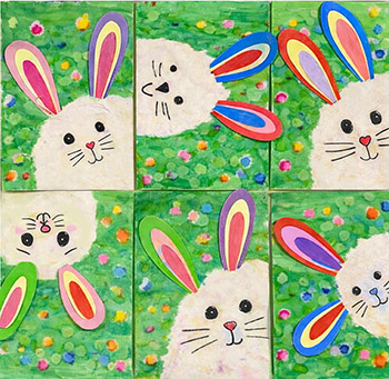 Hase auf der Wiese Pompom-Druck basteln