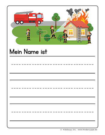 Feuerwehr mein Name schreiben Übungsblatt Feuerwehr und Feuer Feuerwehr mein Name schreiben Übungsblatt Feuerwehr und Feuer