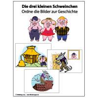 Die drei kleinen Schweinchen – Ordne die Bilder zur Geschichte