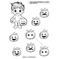 Suche die gleichen Kürbislaternen und verbinde sie mit einer Linie Suche die gleichen Kürbislaternen und verbinde sie mit einer Linie