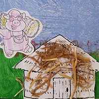 Baue die drei Häuschen der kleinen Schweinchen - Basteln und Feinmotorik