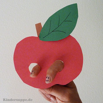 Apfel Fingerpuppe und Fingerspiel