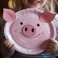 Pappteller-Schweinchen Bastelidee fur Kinder