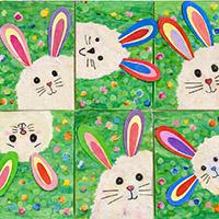 Hase auf der Wiese Pompom-Druck basteln