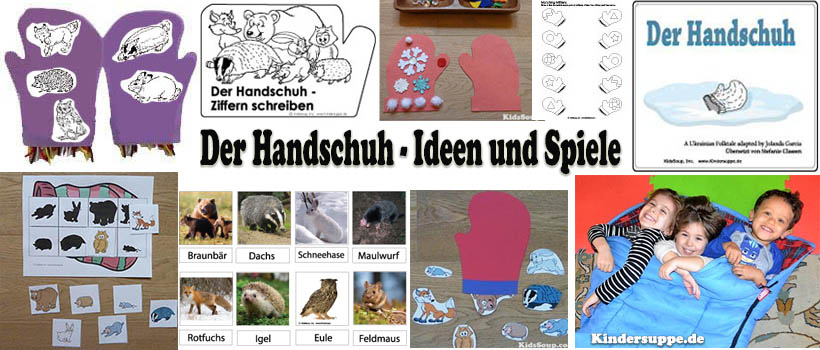 Handschuh und Tiere im Winter - Ideen und Spiele für Kita und Kindergarten
