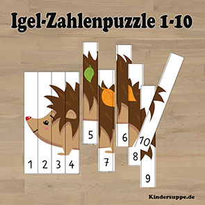 Igel Zahlenreihe 1-10 Puzzle
