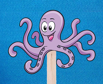 Oktopus-puppe und Geschichte fur Kinder