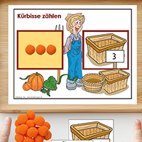Kürbisse zählen - Zahlverständnis - Spiel fur Kinder in der Vorschule