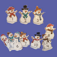 10 kleine Schneemänner (Zahlen 1-10)