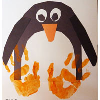 Handabdruck-Pinguin