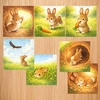 Stupsi findet eine Karotte - Geschichte-Reihenfolge