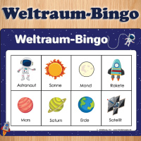 Weltraum-Bingo - Weltraum spielen Kindergarten, Kita