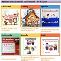 Die drei kleinen Schweinchen Wochenplan Die drei kleinen Schweinchen Wochenplan
