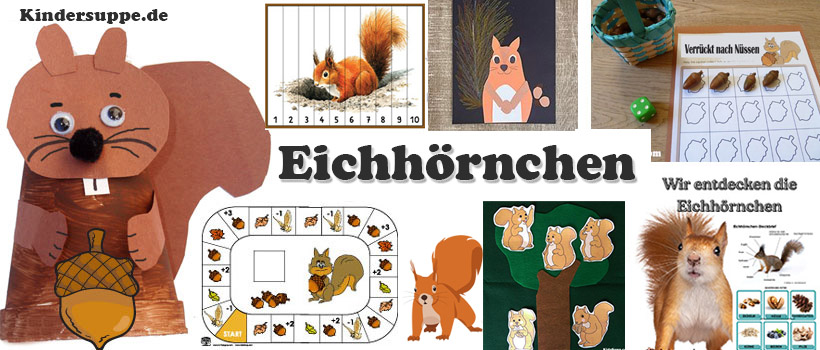 Eichhörnchen Ideen, basteln und spielen fur Kinder in der Vorschule, Kindergarten