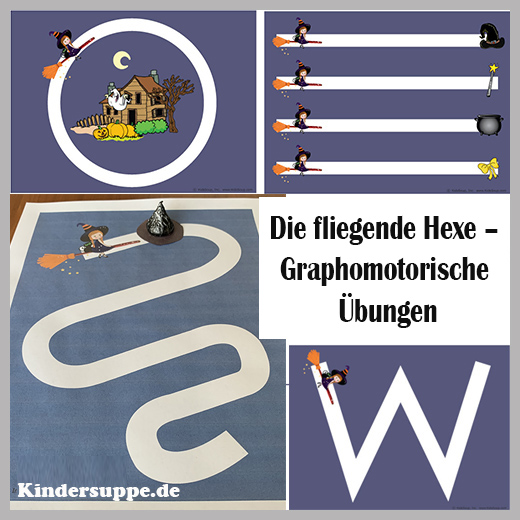 Fliegende Hexe – Graphomotorische Übungen für Kinder in der Vorschule