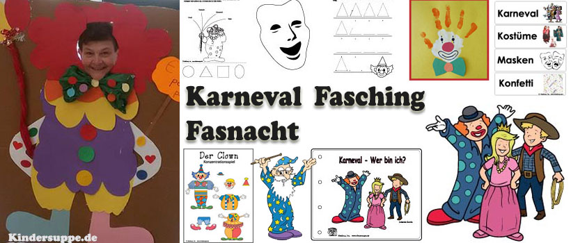 Karneval-Fasnacht-Kindergarten Ideen Basteln und Spiele