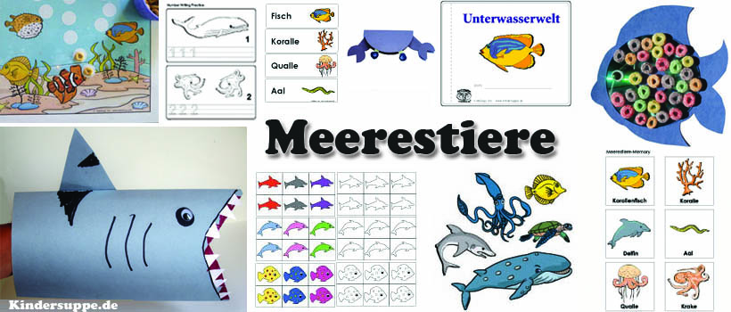 Meer und Meerestiere Basteln und Spiel-Ideen fuer Kindergarten und Kita